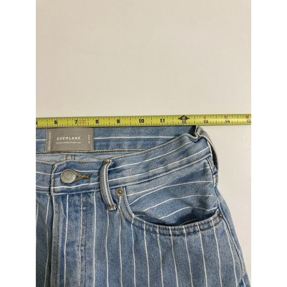 Everlane The 90s Cheeky Straight Jeans Pinstripe Size 25 Ankle Button Fly - Picture 3 of 8